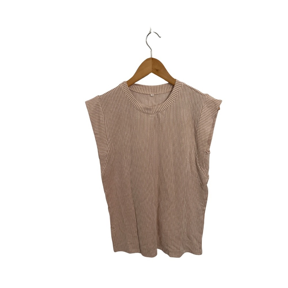 Sleeveless Ribbed Top - Tan